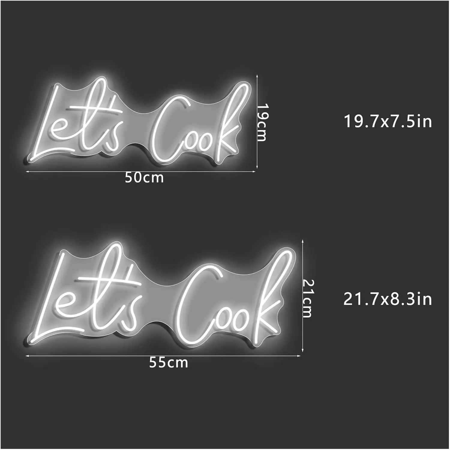 Neon Signs Les’t Cook Personalized Custom Led Neon Lights Signs with Remote Control Dimmable for Bedroom Home Bar Birthday Party Wedding Wall Decors(Warm White,55x21cm)