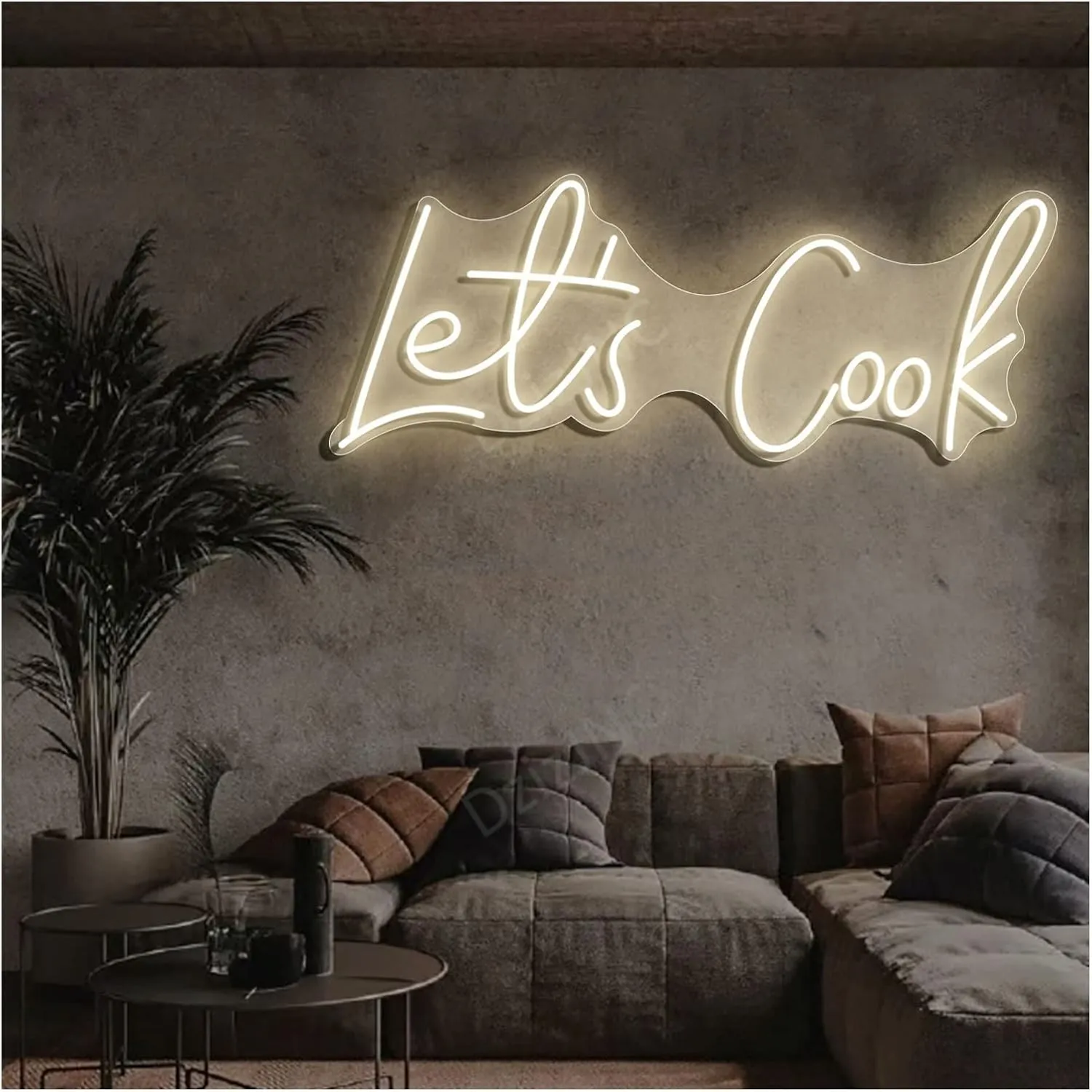 Neon Signs Les’t Cook Personalized Custom Led Neon Lights Signs with Remote Control Dimmable for Bedroom Home Bar Birthday Party Wedding Wall Decors(Warm White,55x21cm)