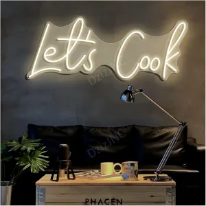 Neon Signs Les’t Cook Personalized Custom Led Neon Lights Signs with Remote Control Dimmable for Bedroom Home Bar Birthday Party Wedding Wall Decors(Warm White,55x21cm)