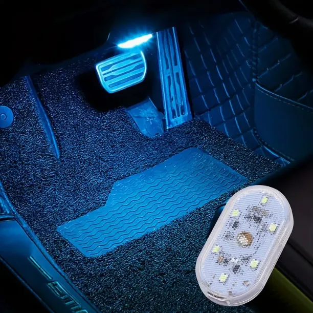 NEW 1 Wireless LED Car Interior Light in Ice Blue - USB Chargeable Ceiling Lamp, Night Touch Light, Hand Reading Light & Door Light