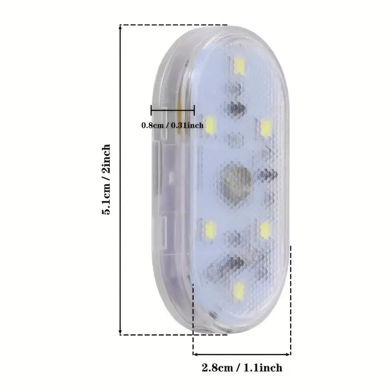 NEW 1 Wireless LED Car Interior Light in Ice Blue - USB Chargeable Ceiling Lamp, Night Touch Light, Hand Reading Light & Door Light