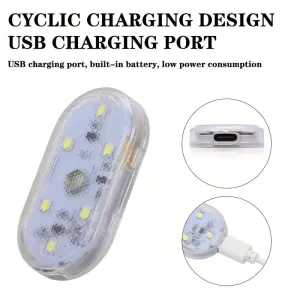 NEW 1 Wireless LED Car Interior Light in Ice Blue - USB Chargeable Ceiling Lamp, Night Touch Light, Hand Reading Light & Door Light