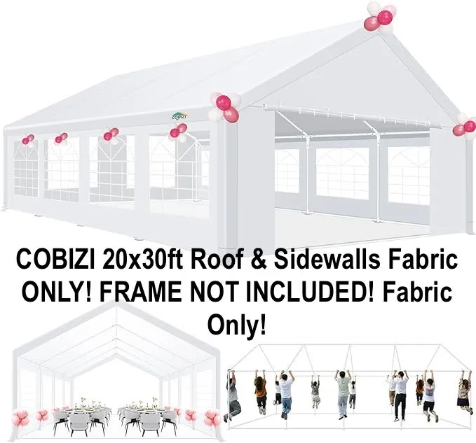 New COBIZI 20x30ft Heavy Duty Roof & Sidewalls Fabric Only! Tent Frame NOT Included! Includes Tent Fabric only!