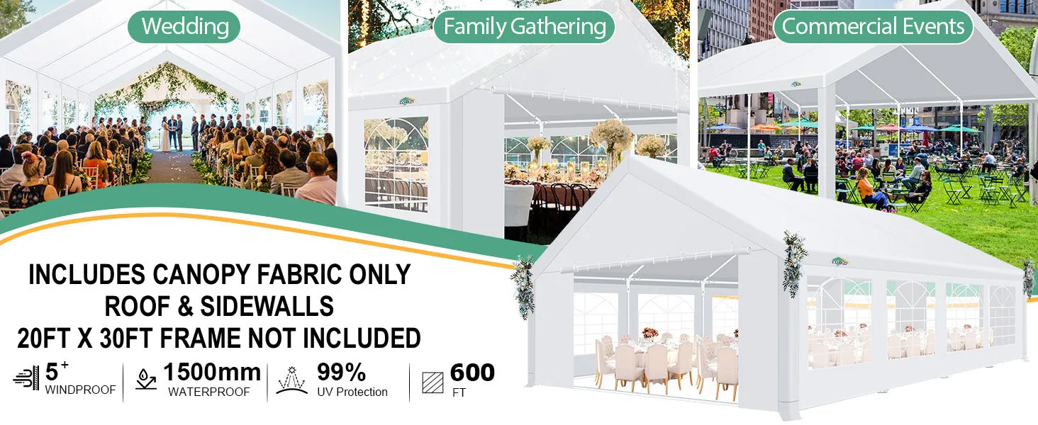 New COBIZI 20x30ft Heavy Duty Roof & Sidewalls Fabric Only! Tent Frame NOT Included! Includes Tent Fabric only!