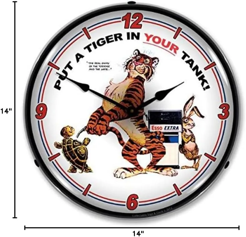 New Esso Tiger Retro Vintage Style Advertising LED Lighted Clock - Ships Free Next Business Day to Lower 48 States