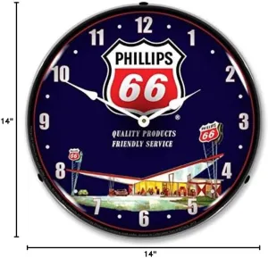New L.E.D. Phillips 66 Gas Station 2 - Retro Vintage Style Advertising LED Lighted Clock - Ships Free Next Business Day to Lower 48 U.S. States