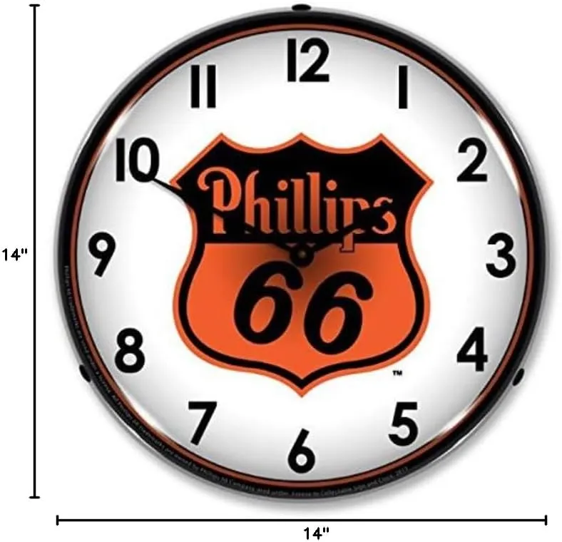 New Phillips 66 Orange Retro Vintage Style Advertising LED Lighted Clock - Ships Free Next Business Day to Lower 48 States