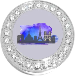 NewCharms Paris Landmarks Purple Watercolor Purse Hanger with Bling - Keeps Your Bag Off The Floor and Folds to Fit in Your Handbag