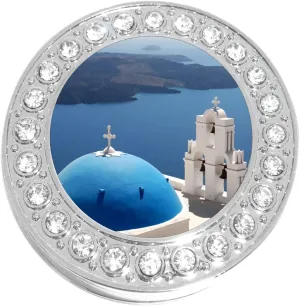 NewCharms Santorini Greece Purse Hanger with Bling - Keeps Your Bag Off The Floor and Folds to Fit in Your Handbag