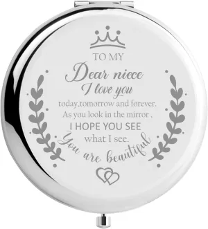 Niece Gifts Compact Mirror for Niece from Aunt to My Niece Makeup Mirror Birthday Gifts for Niece from Auntie Uncle Gifts for Niece Birthday Christmas