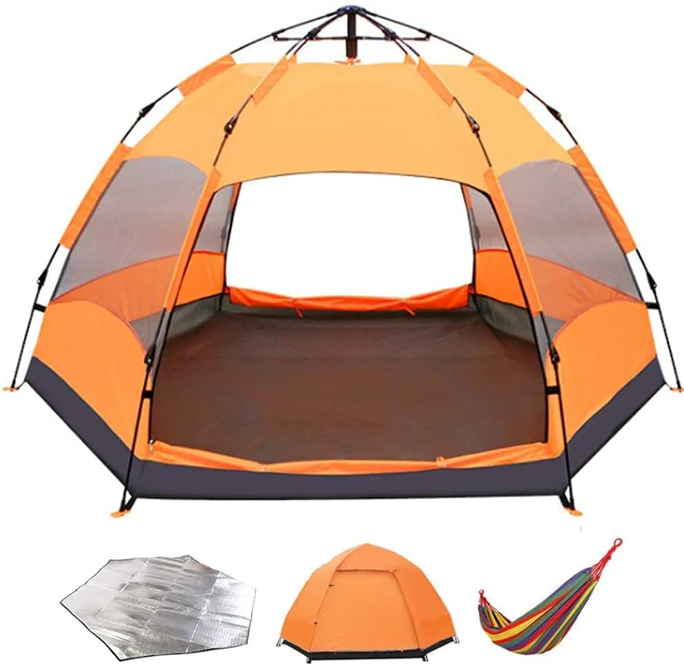 NIEH Portable Hexagon Pop Up Tent 3-5 Person, Family Instant Camping Tent Anti UV Lightweight Waterproof for Beach BBQ Park Fishing Mountain House Sun Shade Shelter Canopy