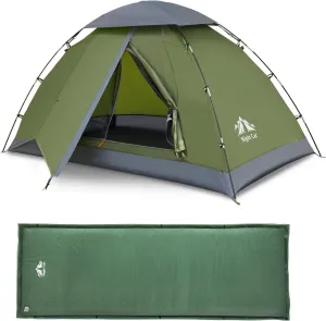 Night Cat Upgraded Backpacking Tents with Self-Inflating Sleeping Pad 1 2 Persons Easy Clip Setup Camping Tent Adults Scouts Heavy Rainproof Compact Lightweight,Single-Size