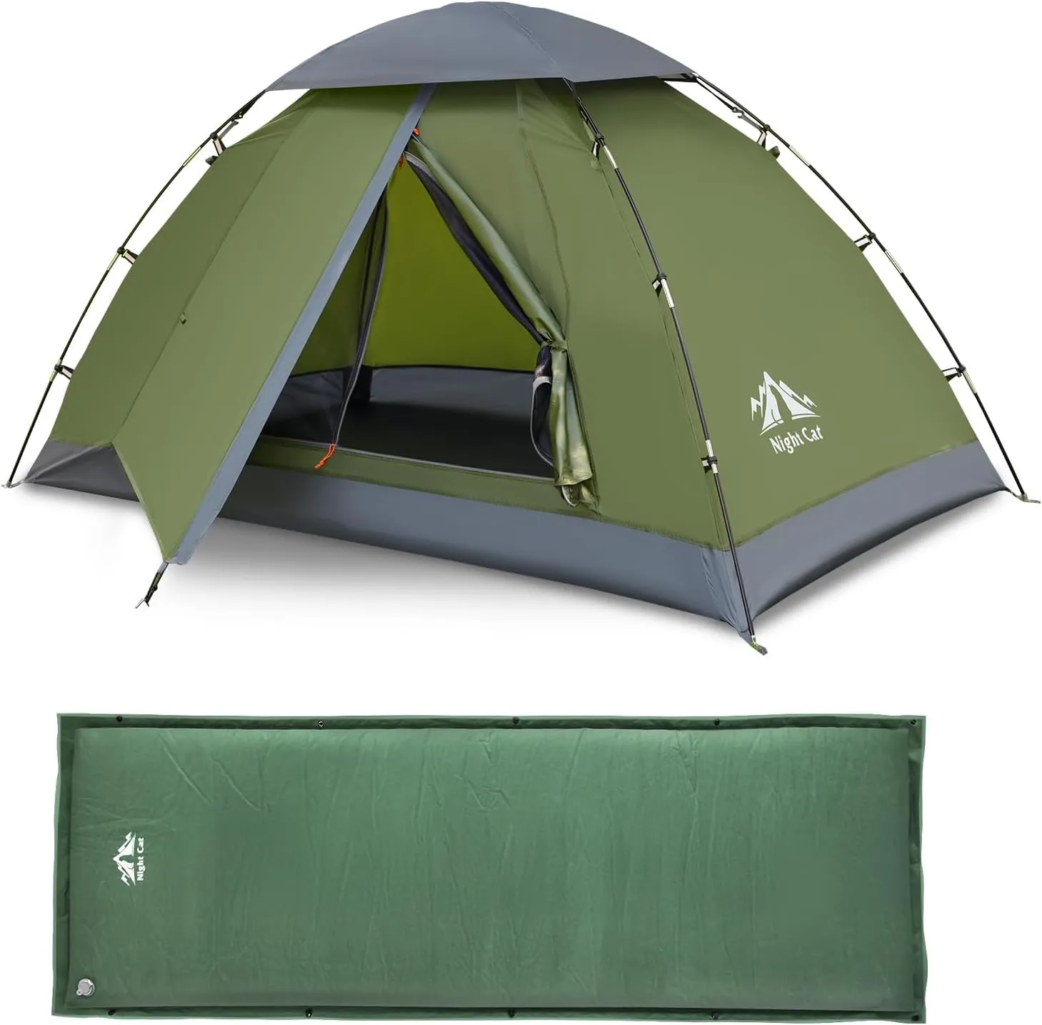 Night Cat Upgraded Backpacking Tents with Self-Inflating Sleeping Pad 1 2 Persons Easy Clip Setup Camping Tent Adults Scouts Heavy Rainproof Compact Lightweight,Single-Size
