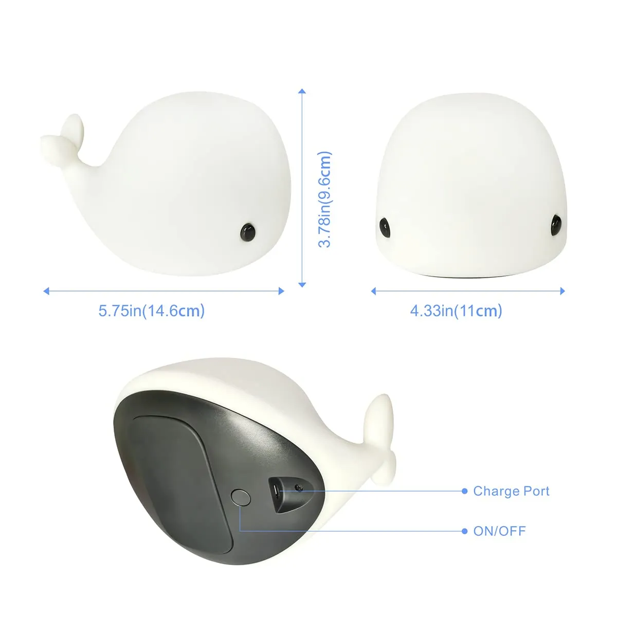 Night Light for Kids, Cute Silicone Nursery Dolphin Lamp for Baby and Toddler, Animal NightLight for Bedroom, Squishy Night Lamp for Kids Room (Dolphin)