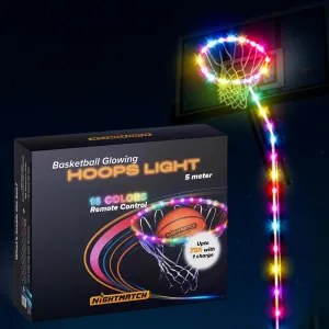 NIGHTMATCH LED Basketball Hoop Light - Color Changing, Motion Sensing, 5m - Light Up Basketball, Glow in The Dark Basketball Light