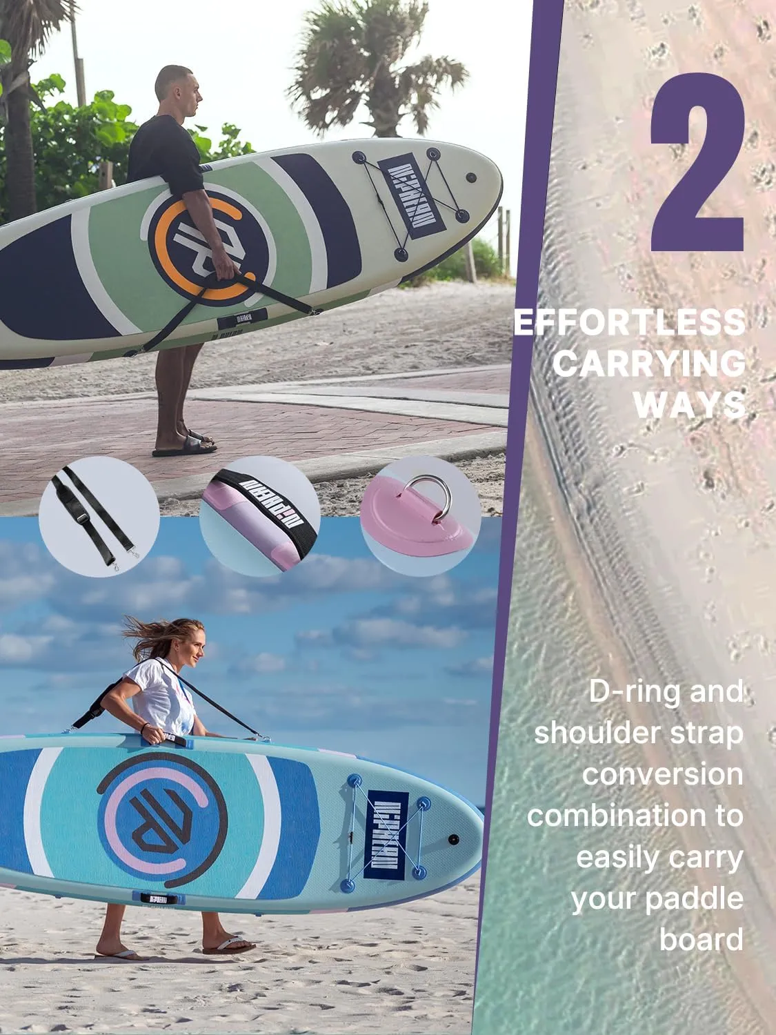Niphean Inflatable Paddle Board with (Beginner Friendly) StabilTrac Fin and Durable SUP Accessories, 10' Inflatable Stand up Paddle Boards for Adults & Youth, Versatile Yoga Paddle Board, Gift Ideas