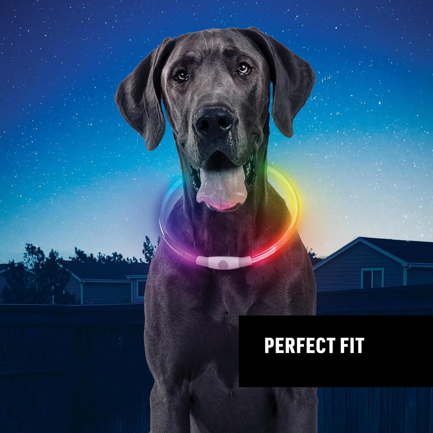 Nite Ize NiteHowl Rechargeable LED Safety Necklace - Adjustable LED Light Dog Necklace - Rechargeable Dog Collar Light for Night Safety - Dog Accessories for Collars - Multicolor