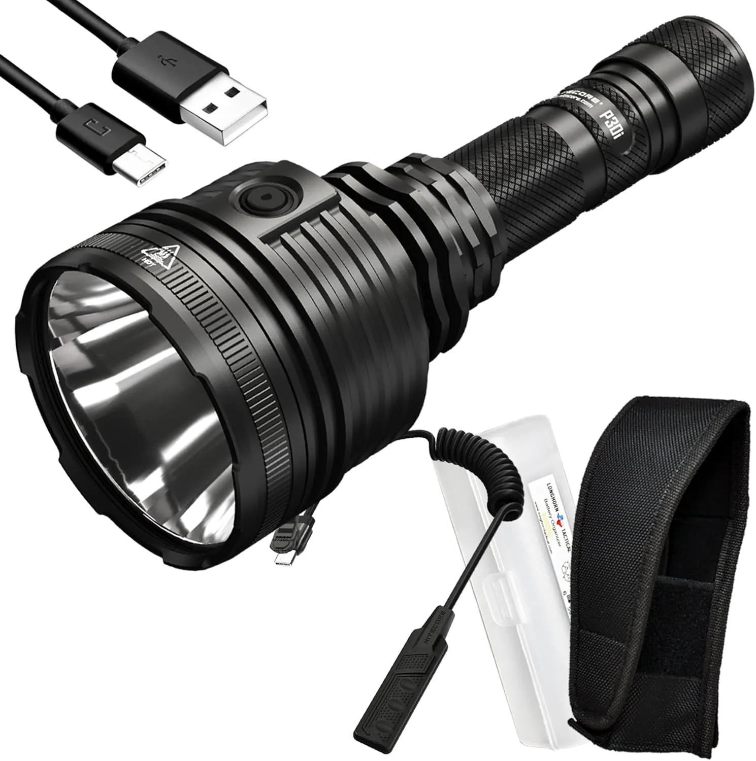 Nitecore P30i 2000 Lumen 1093 Yard Ultra Long Throw USB-C Rechargeable Flashlight with LumenTac Organizer