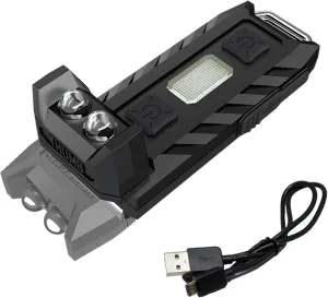 Nitecore Thumb 85 Lumens USB Rechargeable White & Red LED Keychain Light - Tiltable Work Light with Clip and a LumenTac USB Charging Cable