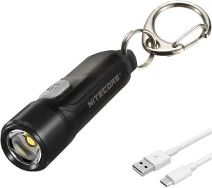 Nitecore Tiki LE Keychain Flashlight, 300 Lumens USB-C Rechargeable with Red Blue Light and LumenTac USB Cable