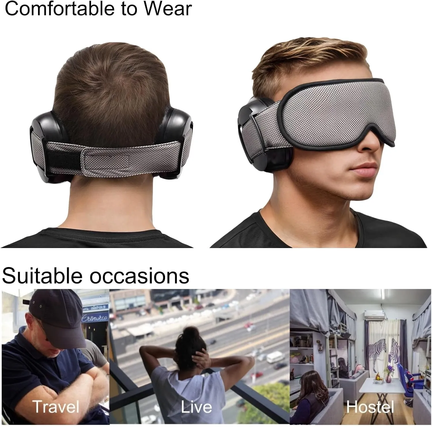 Noise Reduction Ear Muffs, Sound Proof Ear Protection, NRR 30dB, 3D Light-Blocking Sleep Mask,Deep Sleep Set
