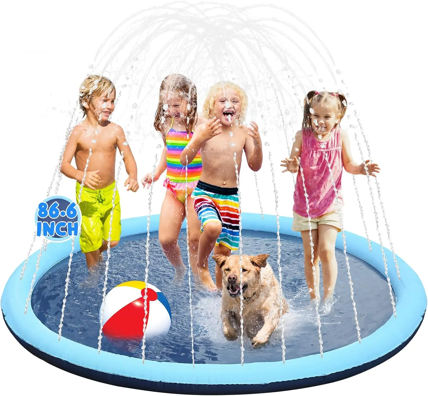 Non-Slip Splash Pad for Kids 87 Inch Inflatable Toddler Splash Pad Thicken Water Play Dog Sprinkler Backyard Garden Lawn Pool Mat Outside Toys Gifts for Baby Toddler Boys Girls Children Age 3-12