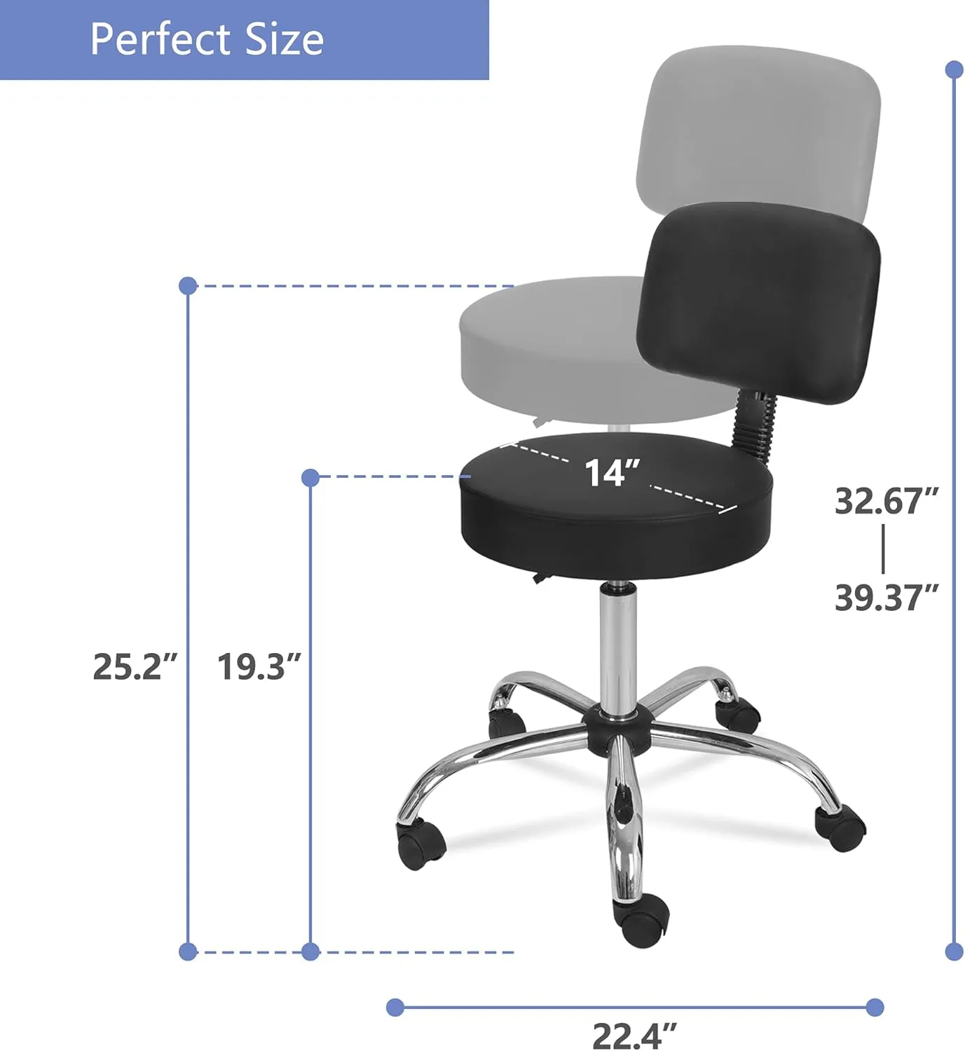 Nova Microdermabrasion Rolling Stool Chair Adjustable Salon Stool PU Leather Pedicure Tattoo Office Massage Spa Stools Chair