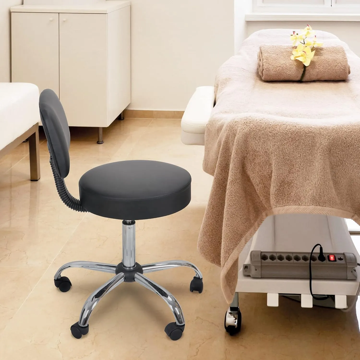 Nova Microdermabrasion Rolling Stool Chair Adjustable Salon Stool PU Leather Pedicure Tattoo Office Massage Spa Stools Chair