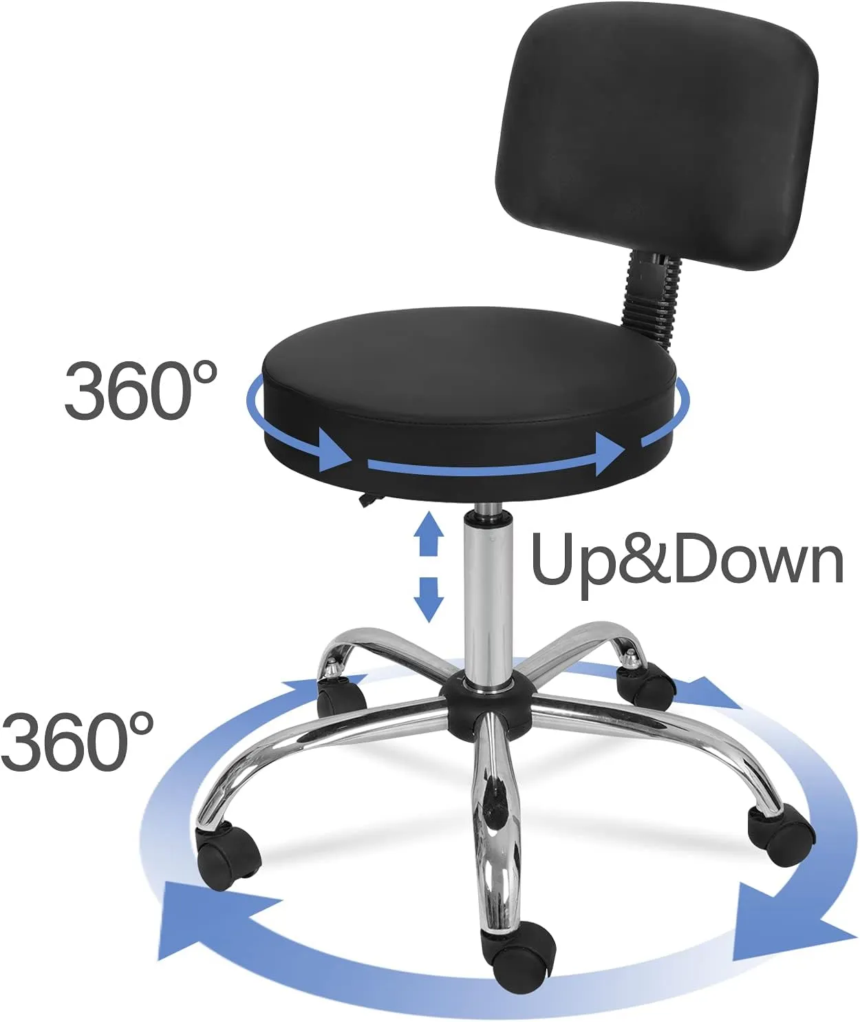 Nova Microdermabrasion Rolling Stool Chair Adjustable Salon Stool PU Leather Pedicure Tattoo Office Massage Spa Stools Chair