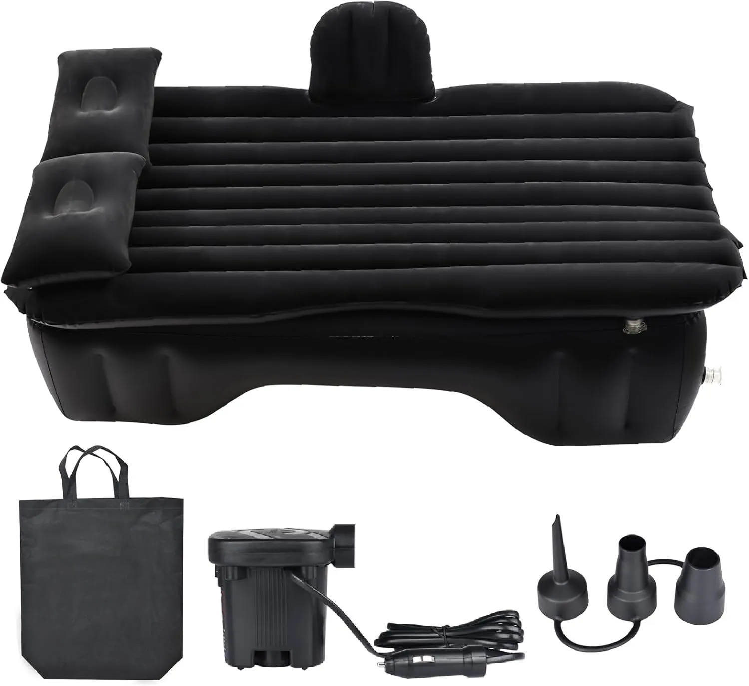 NovelBee Inflatable Car Air Mattress, Inflatable Camping Air Mattress with Long Air Foot Piers, Portable Camping Travel Sleeping Bed for Car SUV Truck
