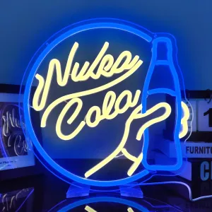 Nuka Cola Neon Sign Game Neon Light Sign Gamer LED Signs for Wall Dimmable Light Up Signs for Bedroom Gamer Room Man Cave Neon Wall Sign Hanging Decor Light