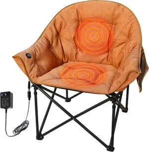 NUOLAN Premium Heated Camping Chair with Charger – Fast Heating, Safety Timer, and Ultra-Comfort Padding No Battery Included(701-T1)