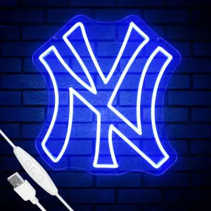 NY Baseball Neon Sign, New York Cool Light Up Dimmable NY Baseball Team Logo Hanging Led Neon Sign for Wall Decor, Bedroom, Party, Man Cave, Garage, Birthday Christmas Gift for Baseball Fans
