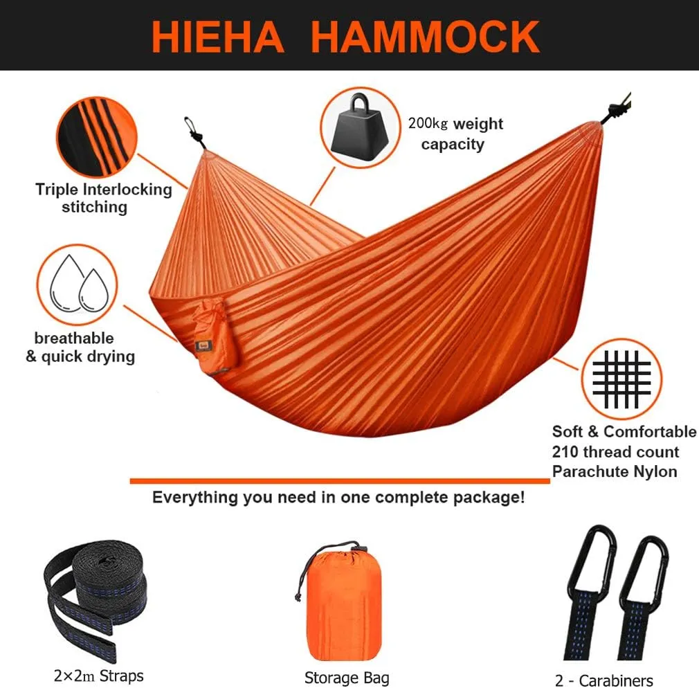 Nylon Single & Double Hammock Adult Camping Outdoor Backpacking Travel Survival Garden Swing Hunting Sleeping Bed Portable Hammock