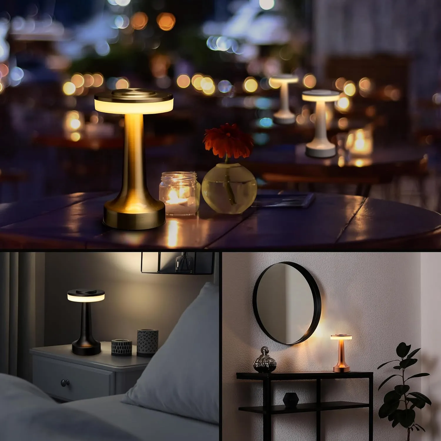 O’Bright Portable LED Table Lamp with Touch Sensor, 3-Levels Brightness, Rechargeable Battery Up to 48 Hours Usage, Night Light for Kids Nursery, Nightstand Lamp, Bedside Lamp (Matte Black)