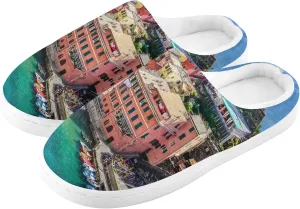 Ocean and Harbor Village Vernazza, Cinque Terre, Italy Fuzzy Memory Foam Slippers Comfort Soft Warm Slippers Casual Cozy Shoes for Women Men House Bedroom Indoor Outdoor XXL Size
