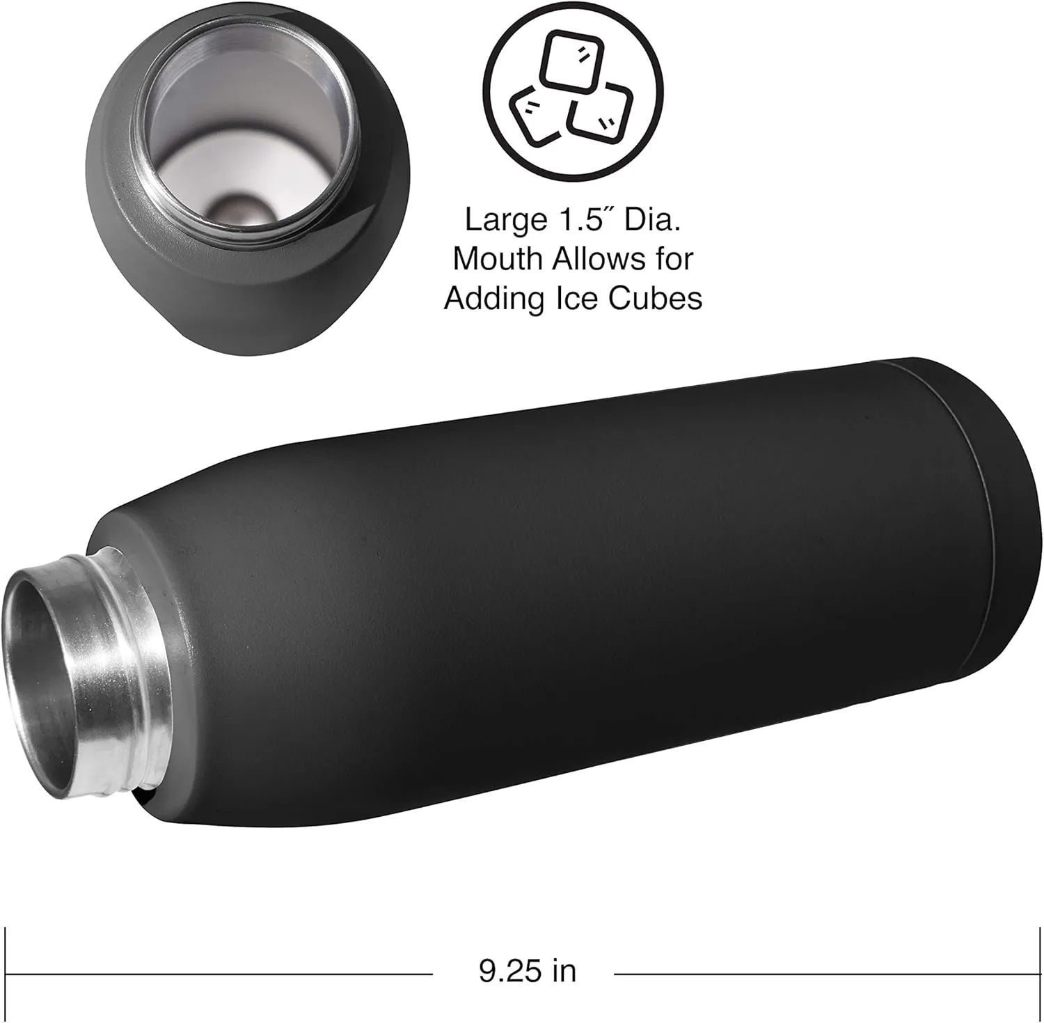 OGGI Freestyle Stainless Steel Insulated Water Bottle- Double Wall Vacuum Insulated, Travel Thermos, 23oz(680ml), Black
