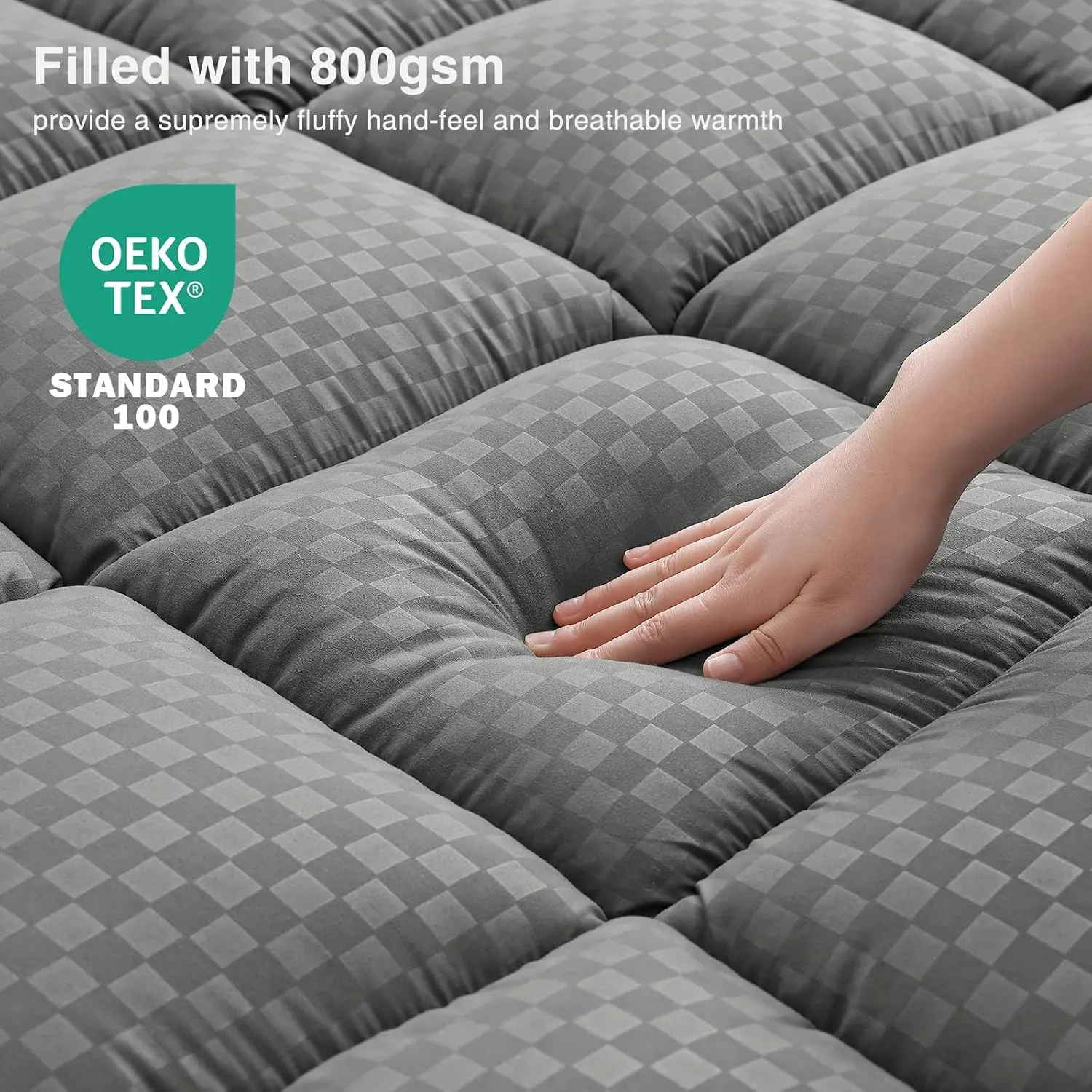 OLANLY Dual-Layer 4 Inch King Size Memory Foam Mattress Topper for Back Pain, 2 Inch Cooling Pillow Top Mattress Pad Cover and 2 Inch Gel Memory Foam Topper, Deep Elastic Pocket, Grey