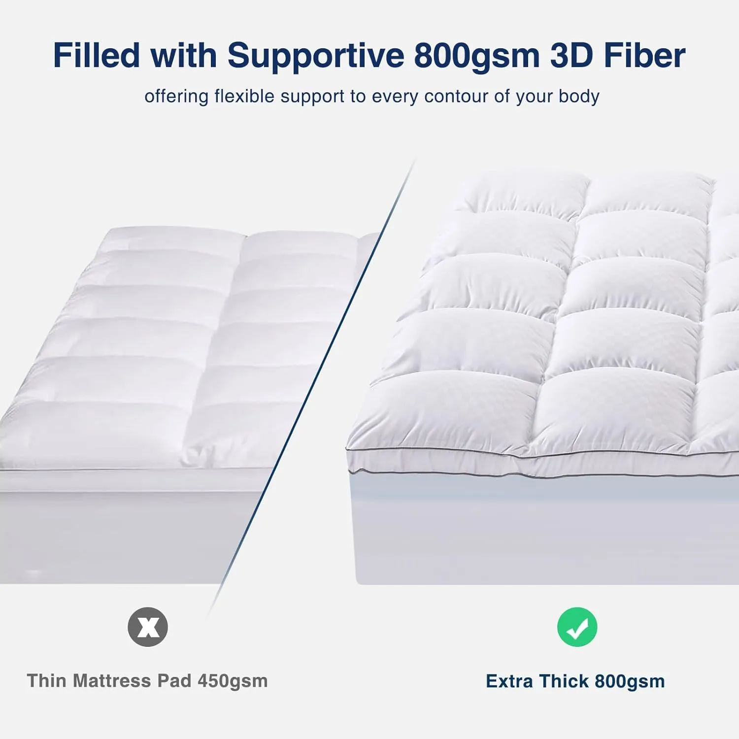 OLANLY Dual-Layer 4 Inch King Size Memory Foam Mattress Topper for Back Pain, 2 Inch Cooling Pillow Top Mattress Pad Cover and 2 Inch Gel Memory Foam Topper, Deep Elastic Pocket, White
