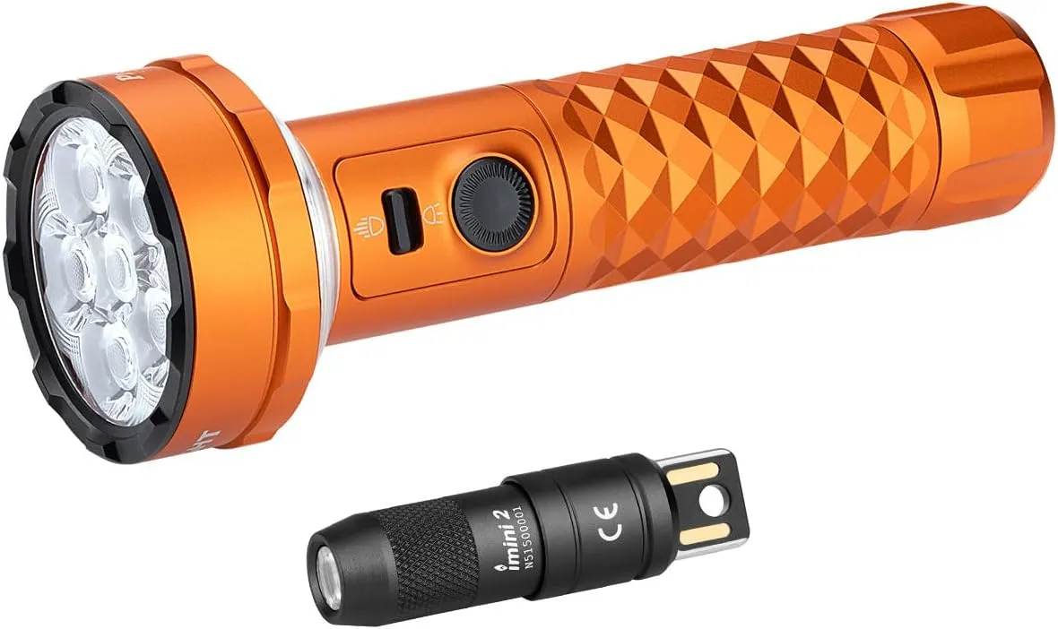 OLIGHT Prowess Rechargeable High Lumen Flashlights, 5,000lms Super Bright Flashlight with Holster Bundle with IMINI 2 EDC Rechargeable Keychain Flashlight