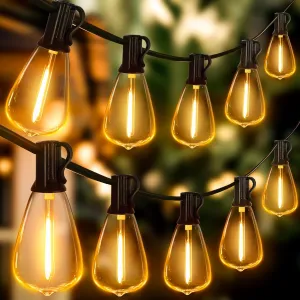 Ollny Outdoor String Lights 120FT with 60 2 Spare ST38 Vintage Bulbs, Shatterproof Connectable Patio Lights, 2200K Warm White Waterproof Outside Hanging Light for Yard Camping Gazebo Porch Balcony