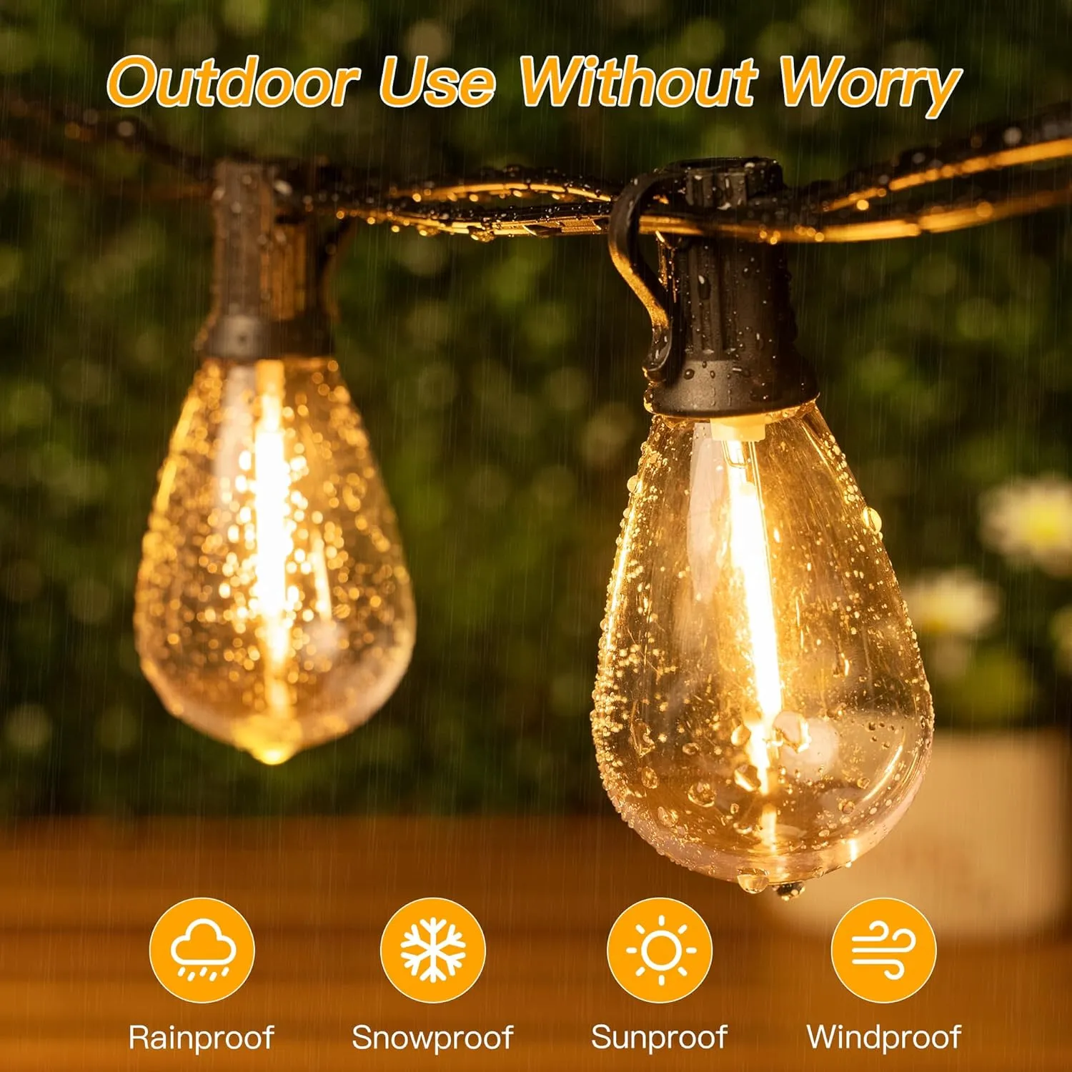 Ollny S11 100FT Outdoor String Lights with Remote, Plug in Waterproof Connectable 3 Modes Dimmable Timers Patio Lights with 48 2 LED Spare Bulbs, Dusk to Dawn Outdoor Light for Outside Bistro Yard