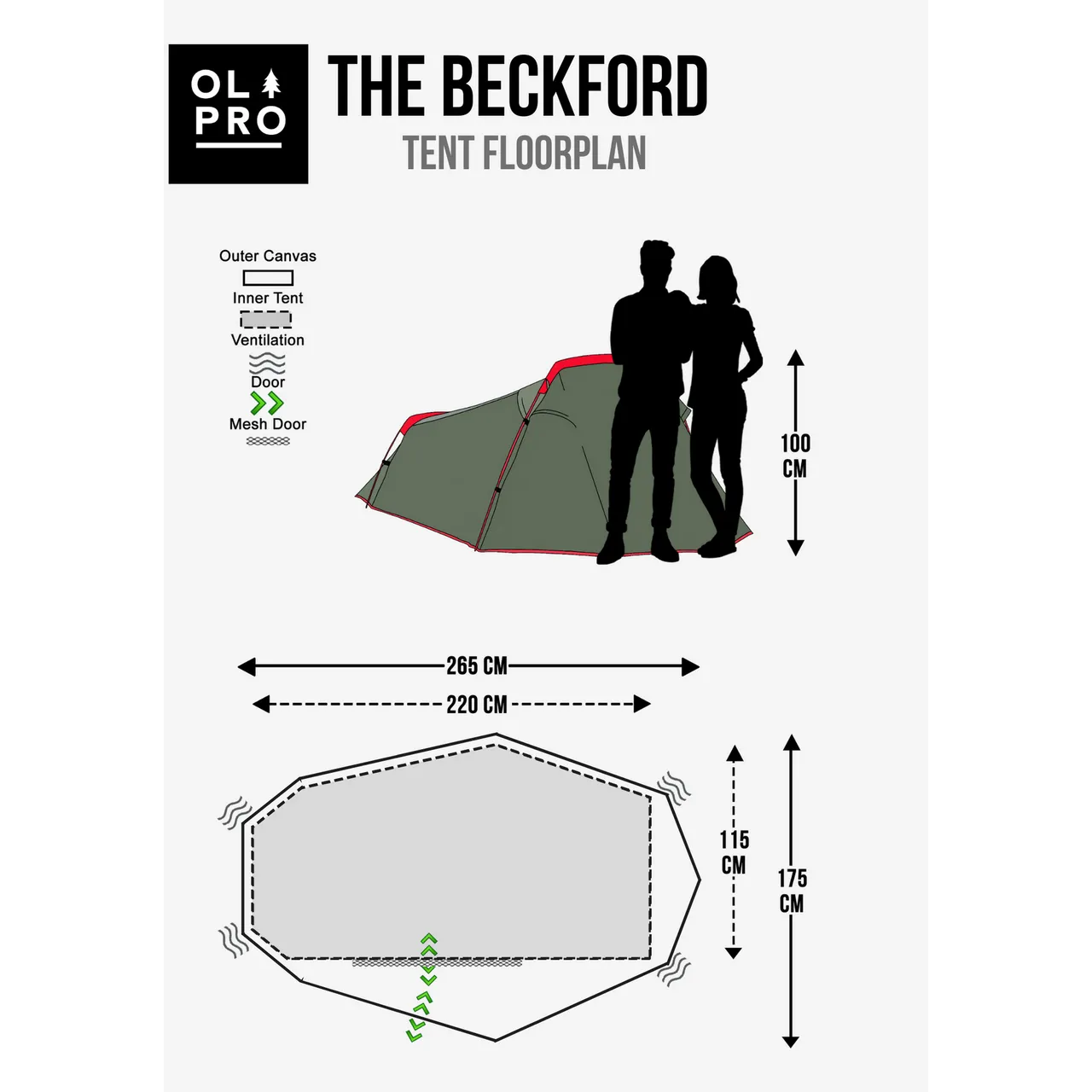 Olpro  Beckford Lightweight 2 Person Tent (Ripstop) (Ex Voyager)