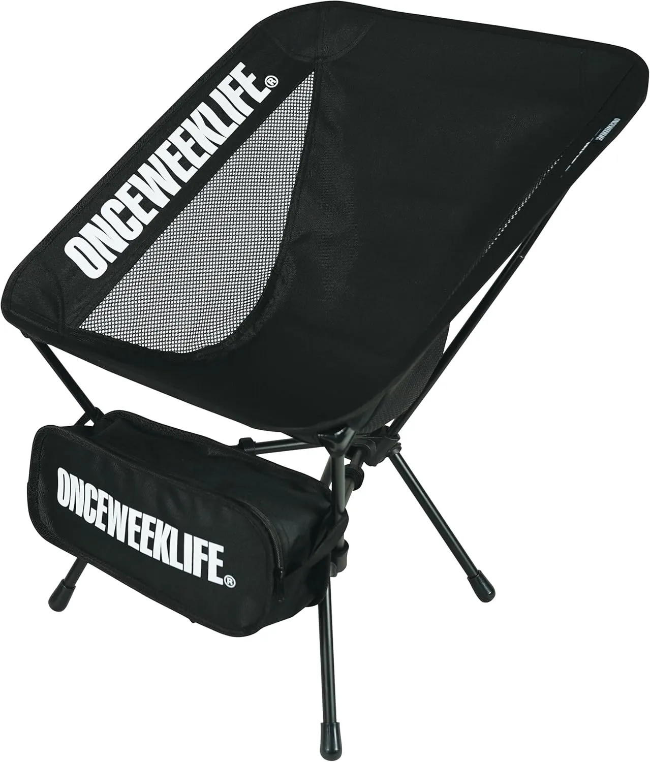 ONCEWEEKLIFE® Compact Camping Chair - Folding Chair, Foldable Lightweight Foldable Outdoor Chairs for Hiking Mountaineering Beach, and Backpacking 330 lbs Capacity (Black)