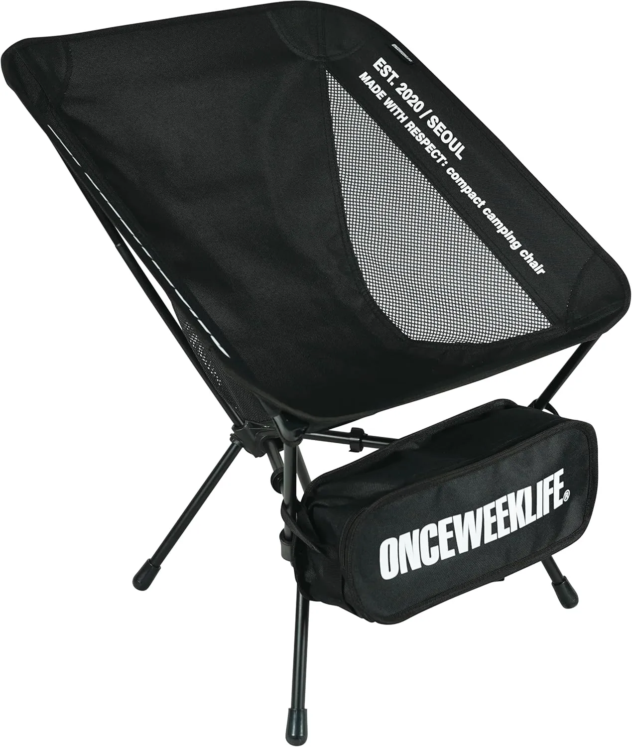 ONCEWEEKLIFE® Compact Camping Chair - Folding Chair, Foldable Lightweight Foldable Outdoor Chairs for Hiking Mountaineering Beach, and Backpacking 330 lbs Capacity (Black)