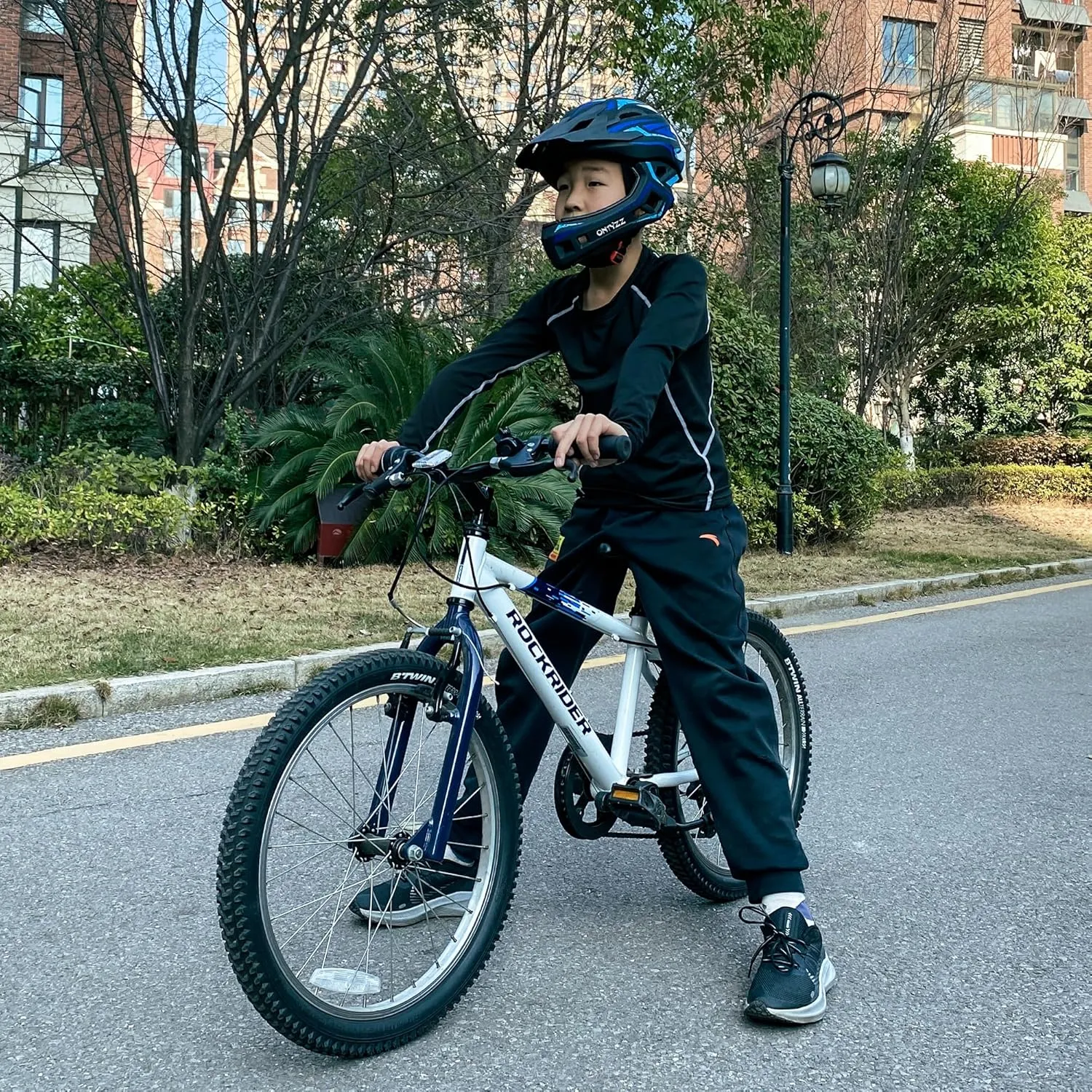 ONTYZZ Kids Bicycle Helmet Kids Adjustable Safety Full Face Helmet Lightweight Toddler Mountain Full Bike Helmet for Skating Cycling Scooter for Child