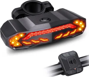 Onvian Smart Bike Tail Light with Turn Signals, Rechargeable Bicycle Horn Bike Alarm with Remote, Auto-Sensing Bike Turn Signals Light Alarm