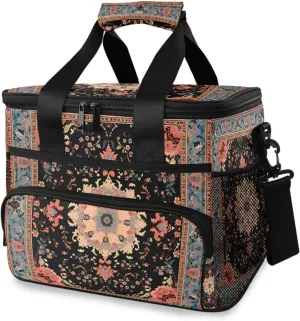 Orange Mandala Aztec Boho Africa Cooler Bag Insulated Cooler Soft Sided Cooler 24 Can Portable Picnic Bag Large Leakproof Lunch Bag Box for Beach Grocery Camping Travel Car Men Women
