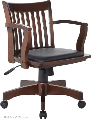 OSP Home Furnishings Deluxe Wood Banker'S Desk Chair with Padded Seat,