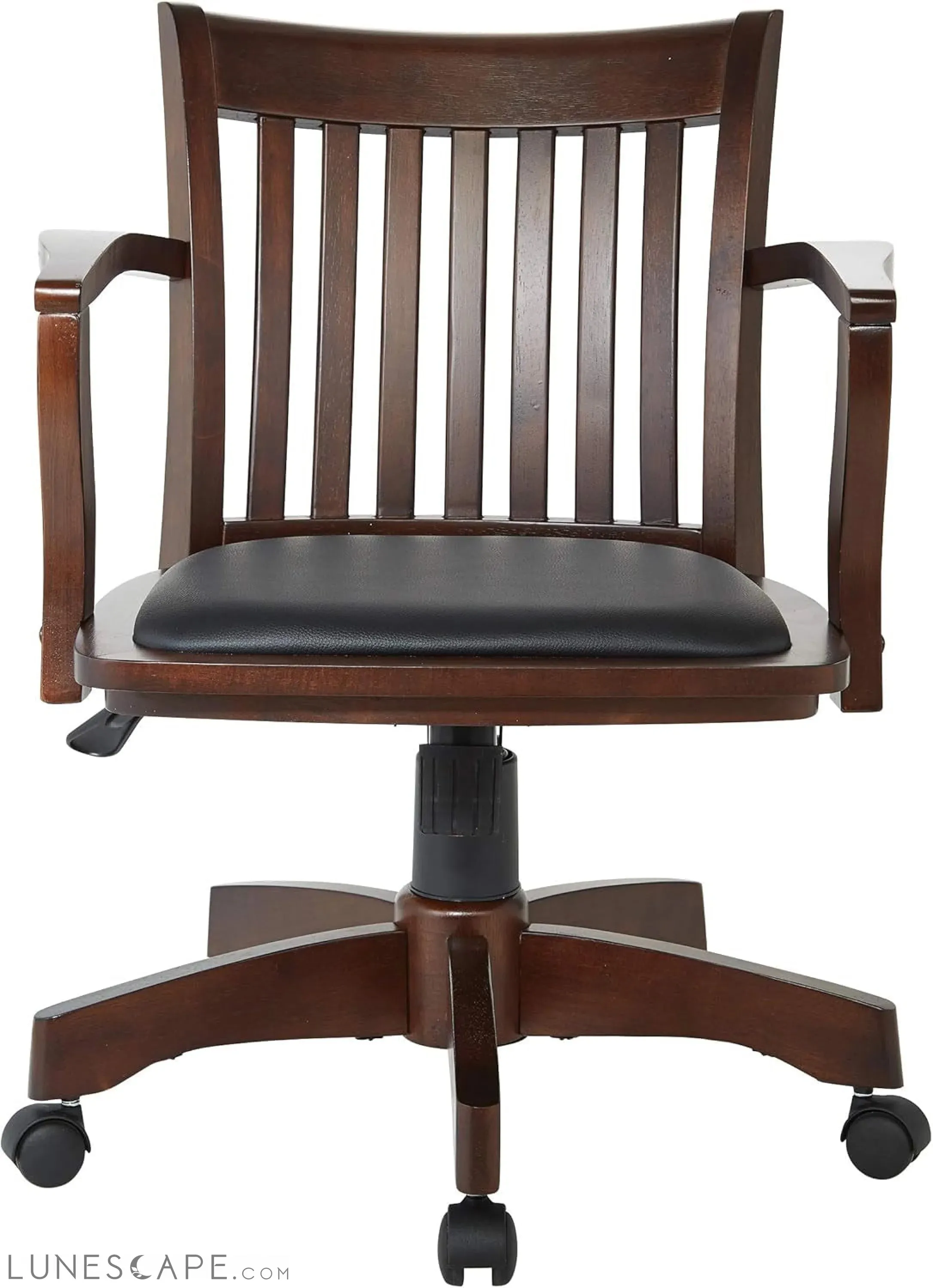 OSP Home Furnishings Deluxe Wood Banker'S Desk Chair with Padded Seat,